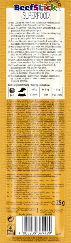 Vitakraft Beef Stick Original Superfood erwt & cranberry 25g