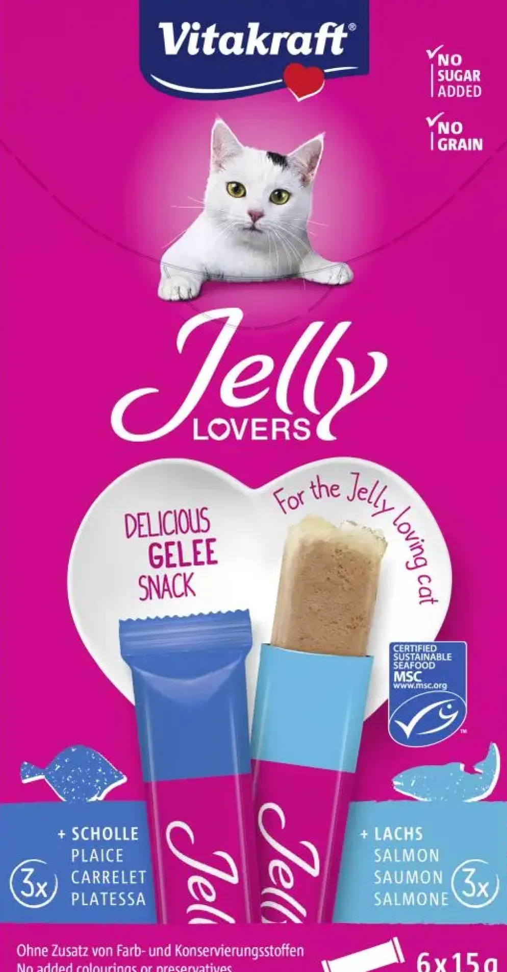 Vitakraft Jelly lovers multipack zalm & schol MSC 6 x 15g