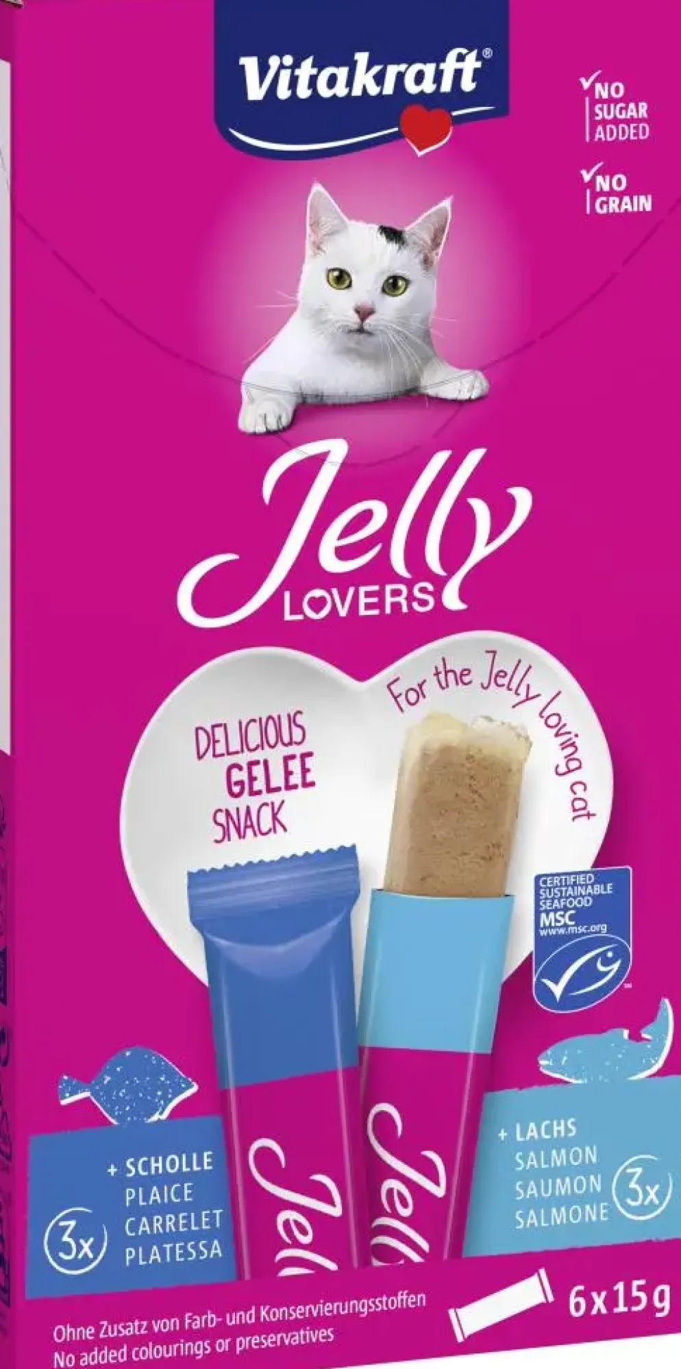 Vitakraft Jelly lovers multipack zalm & schol MSC 6 x 15g