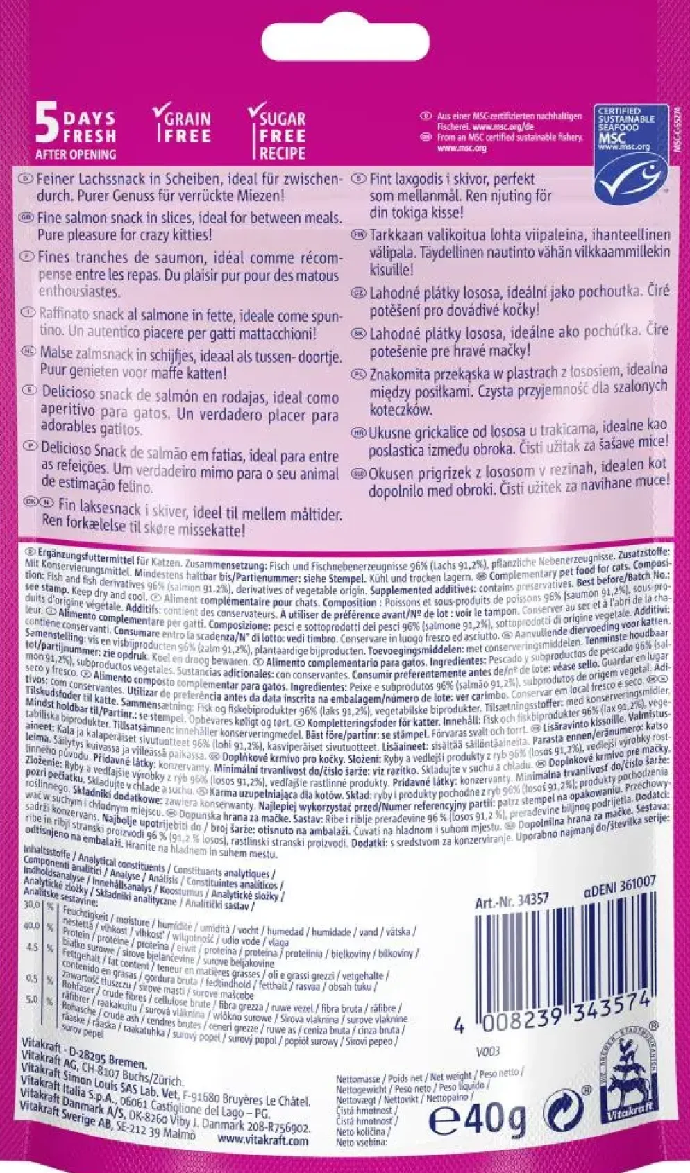 Vitakraft Mininos Fancy Jerky zalm 40g