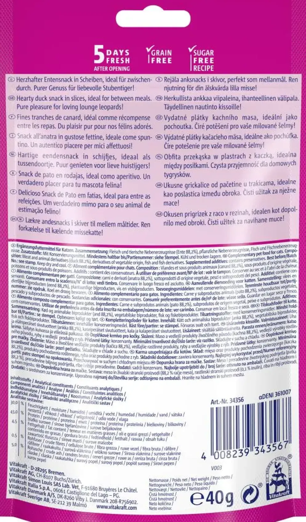 Vitakraft Mininos Jolly Jerky eend 40g