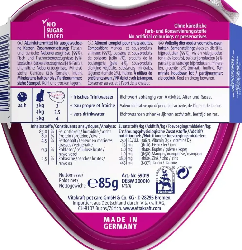 Vitakraft Poésie Création koolvis, pasta & tomatensaus 85g