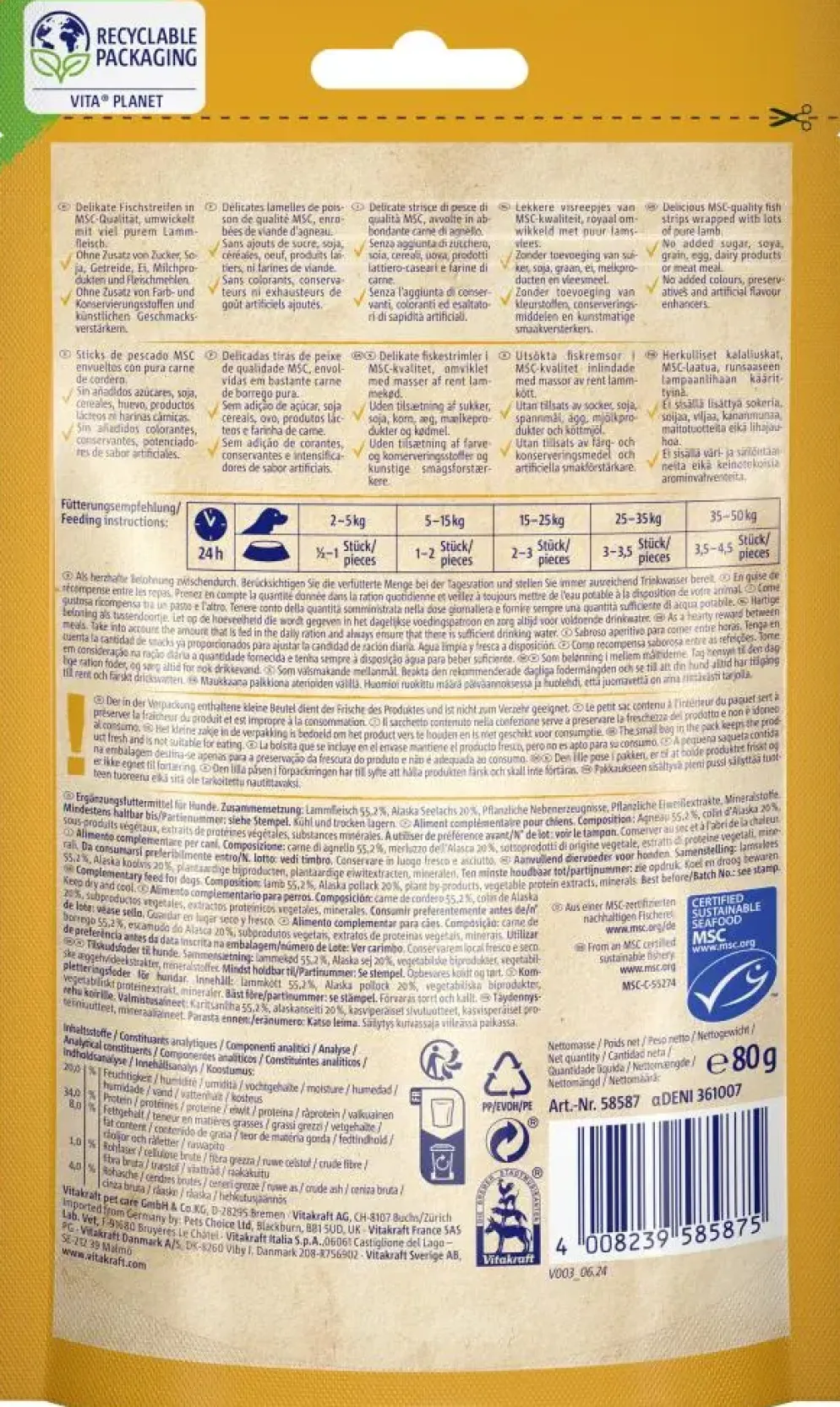 Vitakraft Pure Lamb Duo Fish lam & MSC-vis 80g