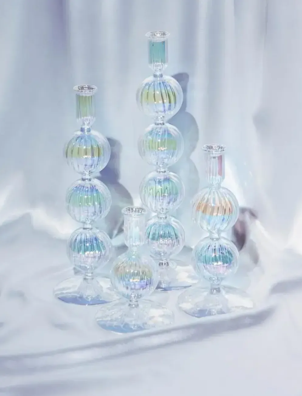Vondels kandelaar glas bubble 9x19cm luster transparant
