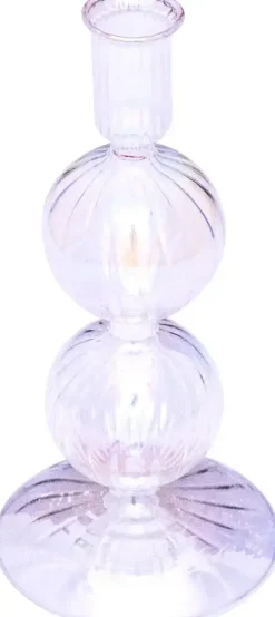 Vondels kandelaar glas bubble 9x19cm luster transparant