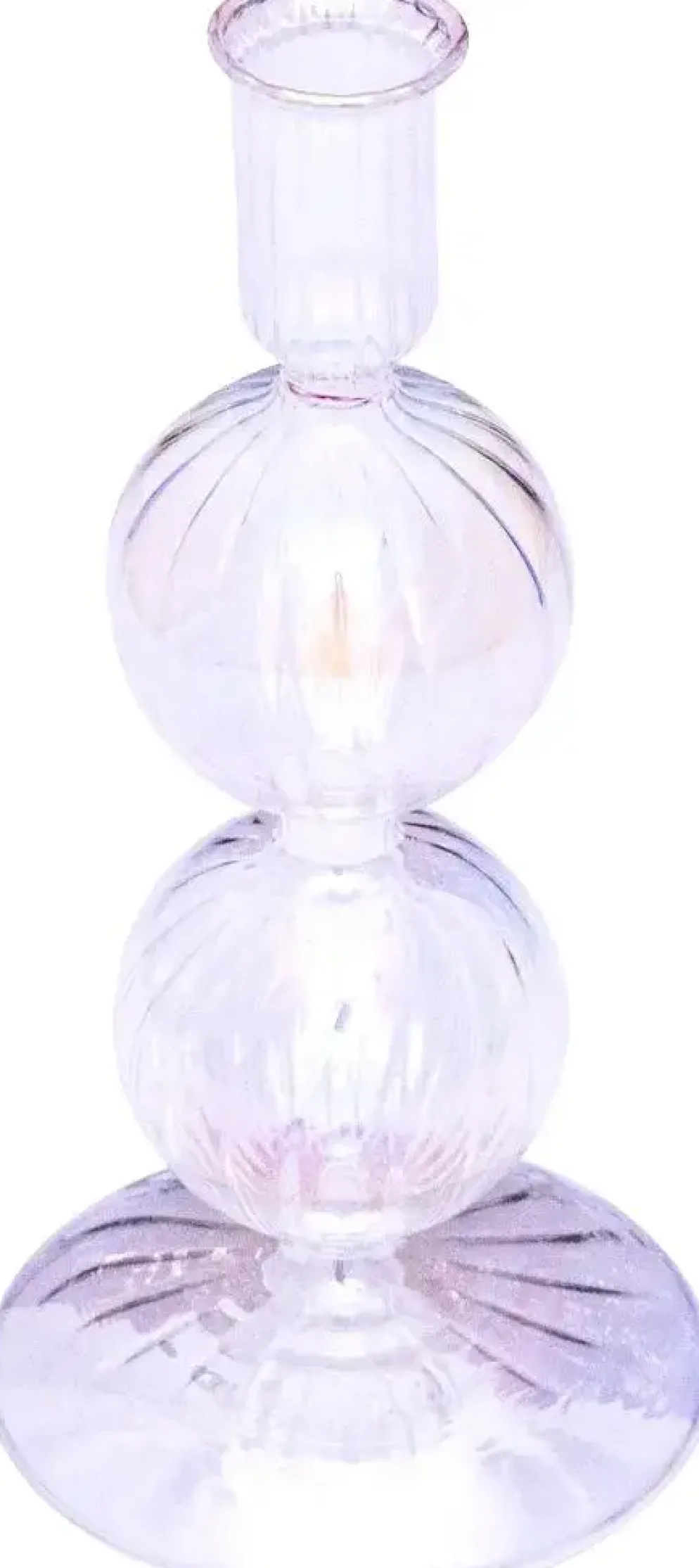 Vondels kandelaar glas bubble 9x19cm luster transparant