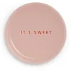 Vondels petit four bordje keramiek it's sweet 8.5x1cm pink