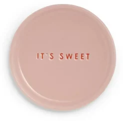 Vondels petit four bordje keramiek it's sweet 8.5x1cm pink