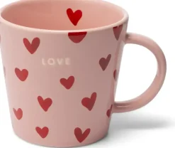 Vondels theekop keramiek love hearts 10x11cm pink