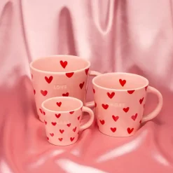 Vondels theekop keramiek love hearts 10x11cm pink
