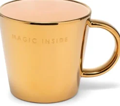 Vondels theekop keramiek magic inside 10x11cm gold, ecru