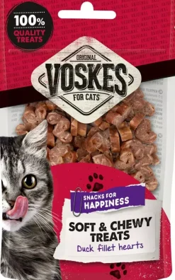 Voskes kattensnack eendenfilet hartjes 60g