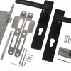 Woodvision RVS luxe deurbeslagset zwart gecoat. SKG keurmerk met slotkast, cilinder en slot.