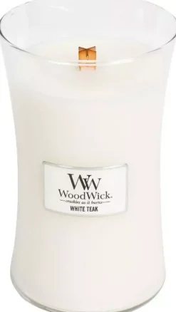 WoodWick large candle white teak